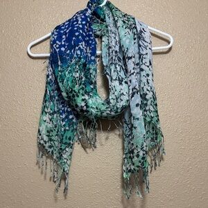 Coldwater Creek Blue and Green Color Sketch Scarf